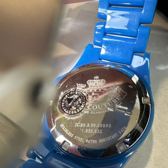 Rare NEW Juicy Couture Watch Women 36mm Blue White Dial Bling Bezel NWT in box main image 7